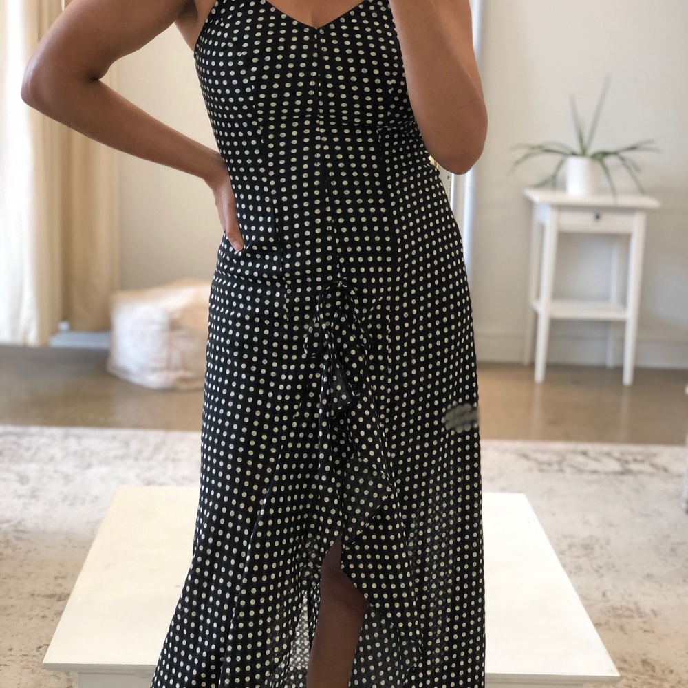 Black and white polka dot maxi dress